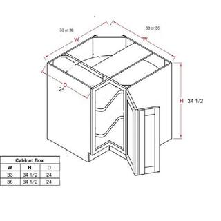 LIFEART CABINETRY Lancaster White Plywood Shaker Stock Assembled Base Lazy Susan Kitchen Cabinet 36 in. W x 34.5 in. H x 24 in. D ALW-BLS36