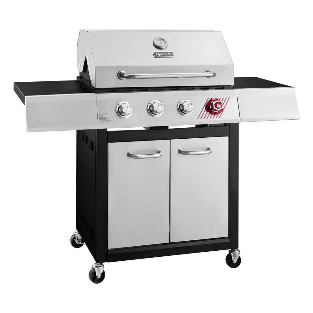 DynaGlo 4Burner Propane Gas Grill in Stainless Steel with TriVantage Multifunctional Cooking System