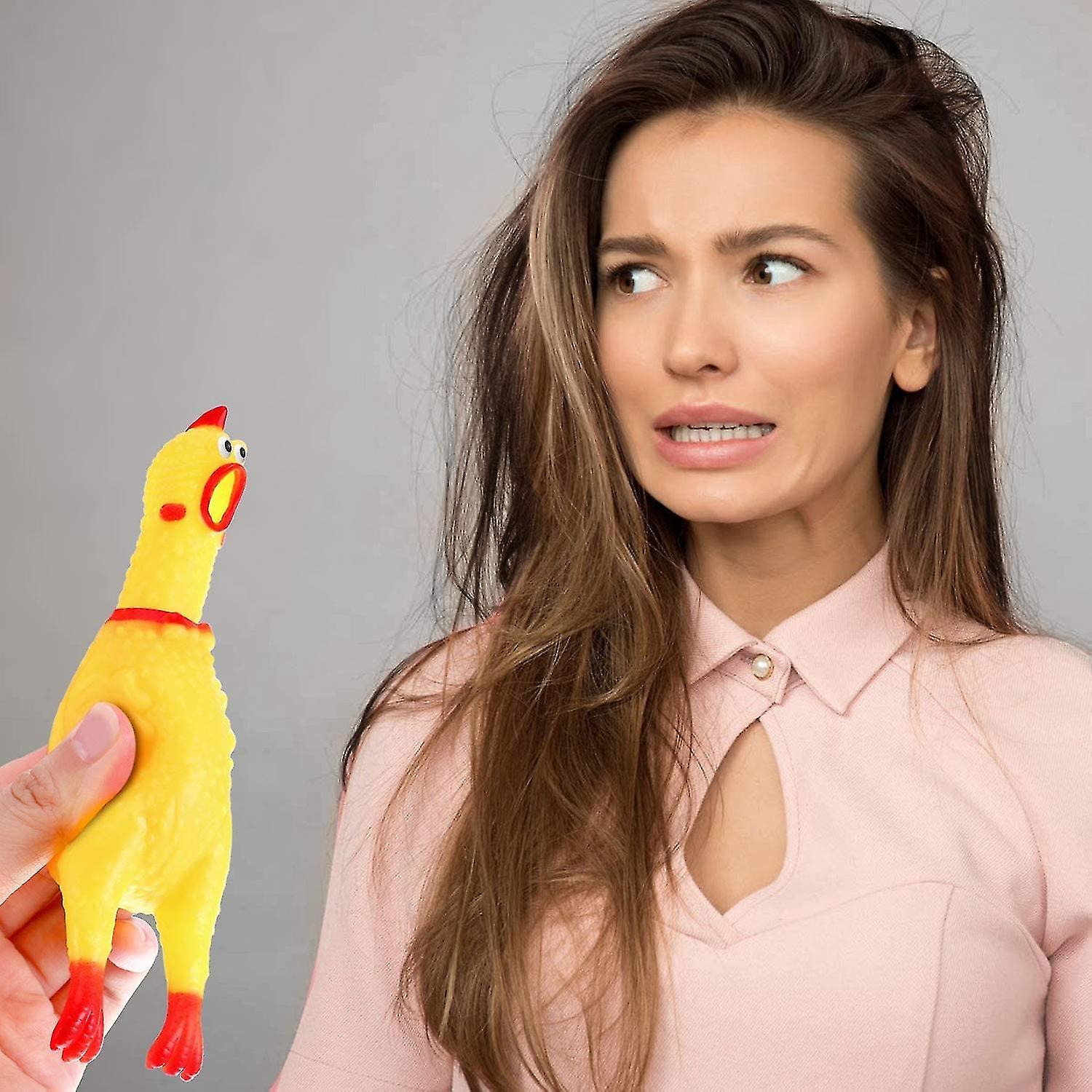 6 Pack Rubber Screaming Chicken Toy Yellow Rubber Squeaking Chicken Toy Novelty And Durable Rubber