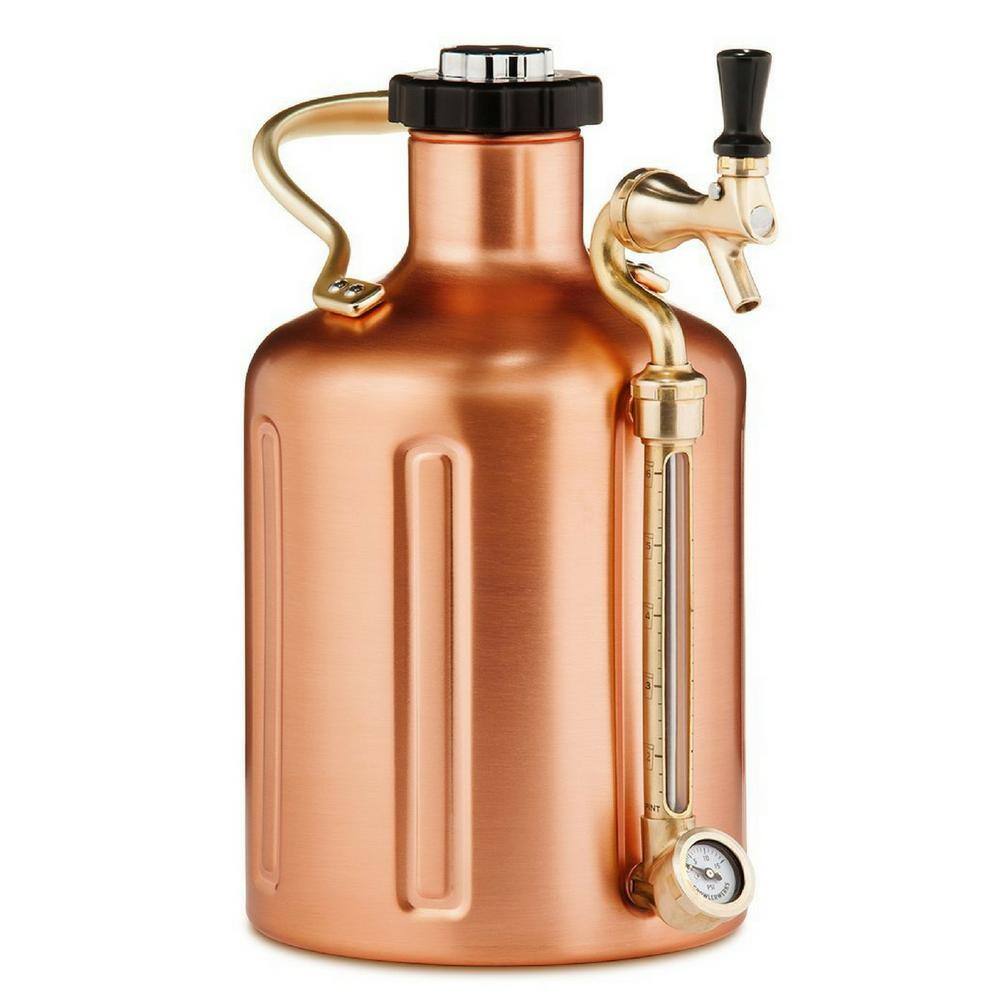 GrowlerWerks uKeg 128 oz. Copper PlatedStainless Steel Carbonated Growler GWA1002-CU-NB-00