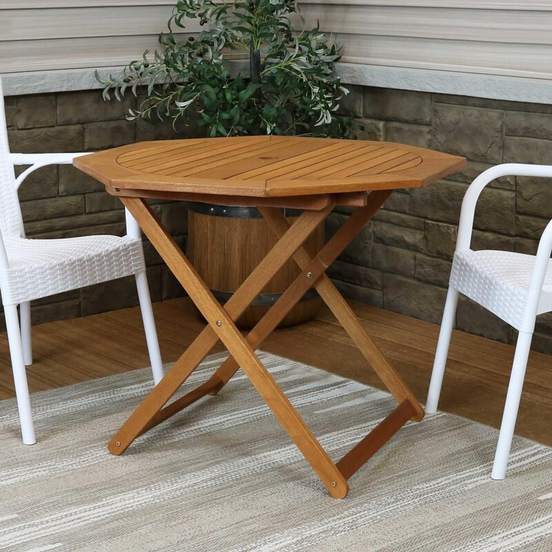 Ultimate Patio Meranti Wood Octagon Outdoor Folding Patio Table