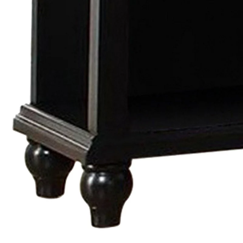 Poplar Wood Night Stand With Drawer， Black