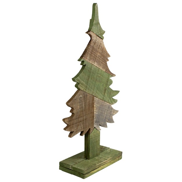 Green And Brown Textured Wood Tabletop Christmas Tree