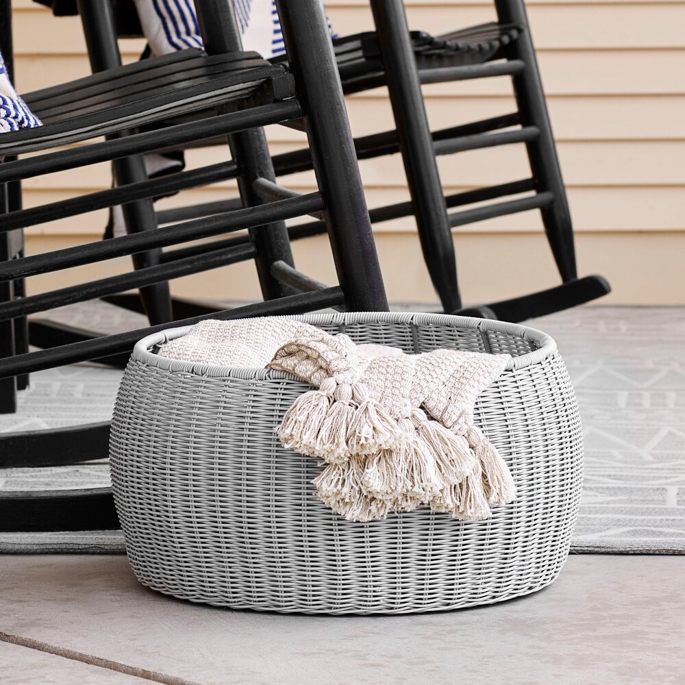 Handwoven Resin Storage Stool Ottoman