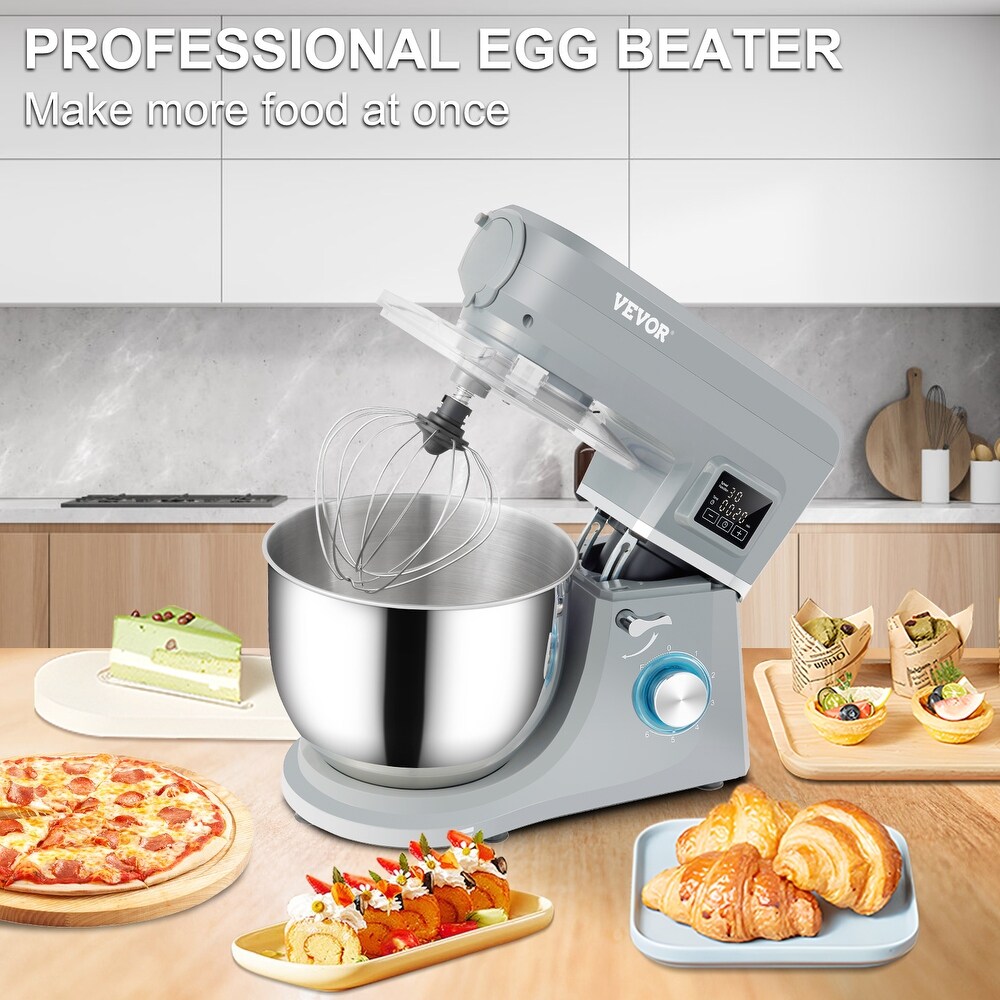 VEVOR Stand Mixer 7.4Qt LCD Screen Timing 6 Speed Dough Mixer w/ Grinder Juicer   7.4 Qt / 7 L