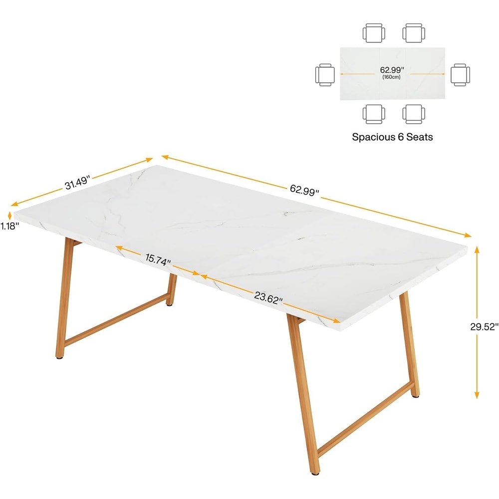 Tribesigns Dining Table for 6 People  62.9 Inch Large Kitchen Table for Dining Room/Space