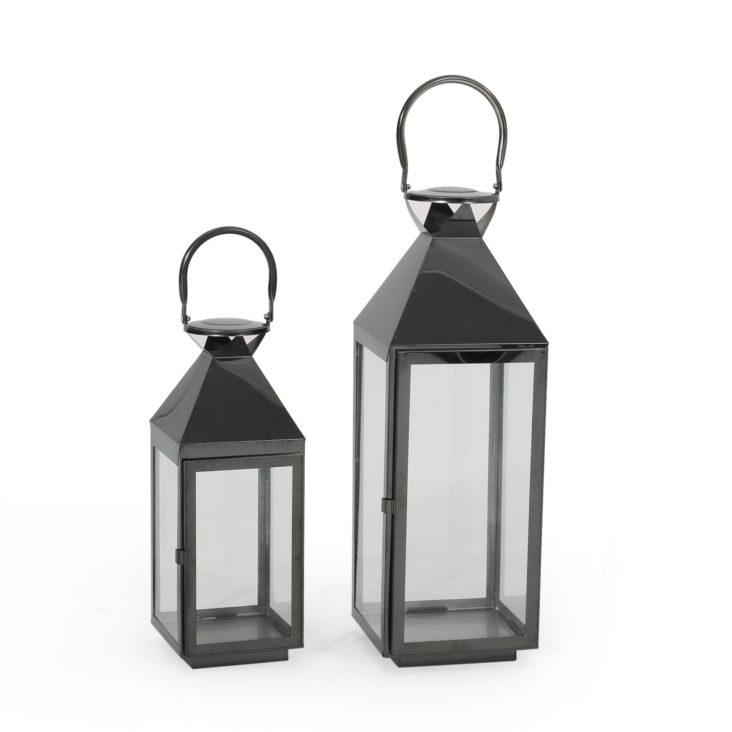 Cassien Modern Stainless Steel Lantern Set