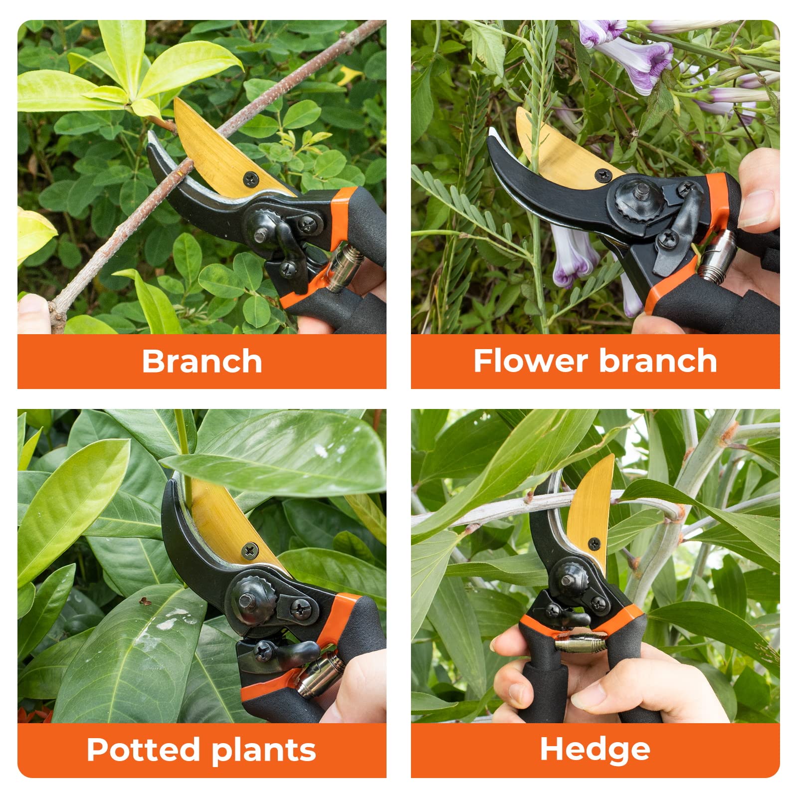 Muerk 8.7"Bypass Pruning Shears for  Garden - Heavy-Duty, Ultra Sharp Pruners Made with Japanese Grade Stainless Steel - Perfectly Cutting Through Anything in Your Yard