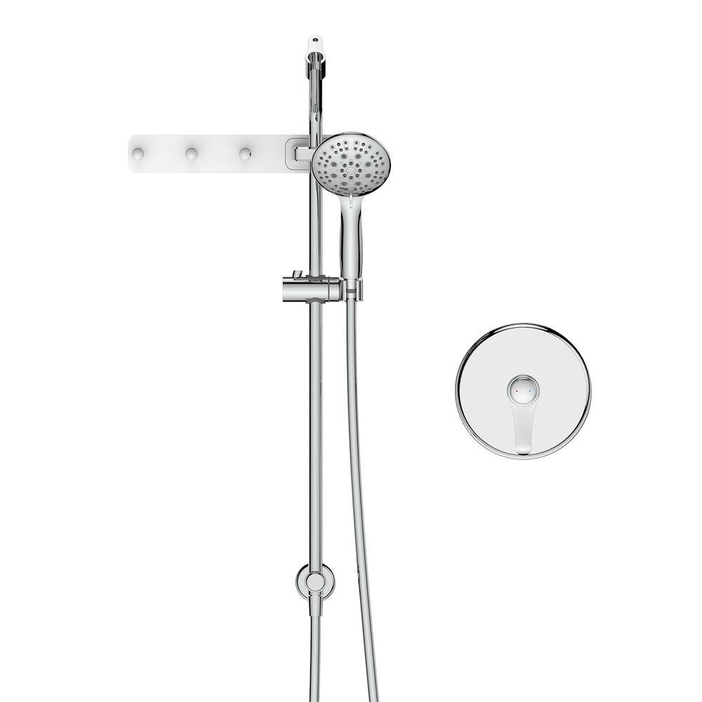 GIVING TREE 5-Spary Patterns with 3 Robe Hook 4 in. High-Pressure Wall Bar Shower Kit with Hand Shower and Valve In Chrome HDFFBT714A2-CH