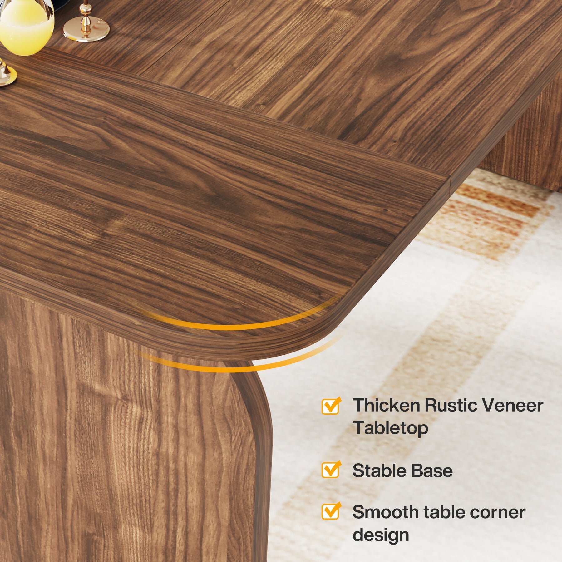 63-Inch Rectangular Dining Table Thick Laminated Tabletop for 4-6 Person