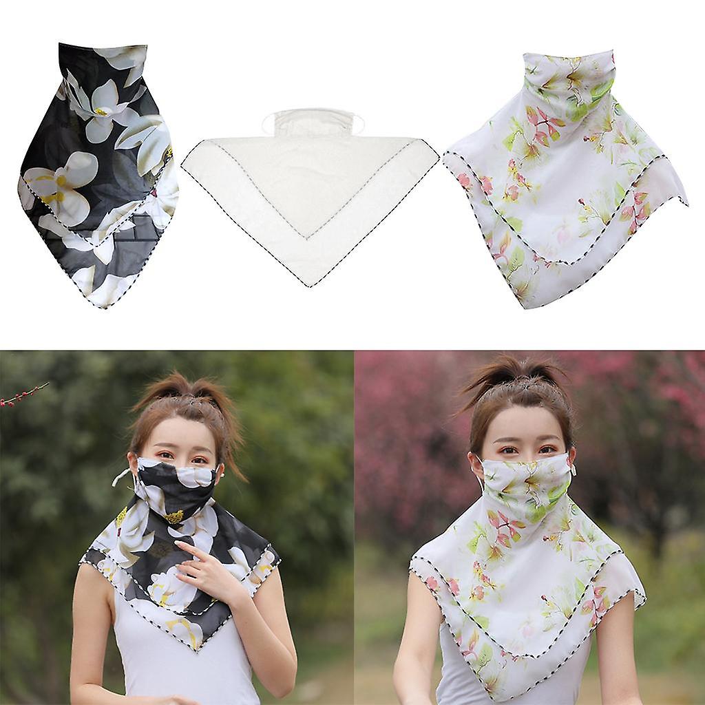 3pcs Womens Face Mask Scarf Travel Dust-proof  Breathable Silky Shade