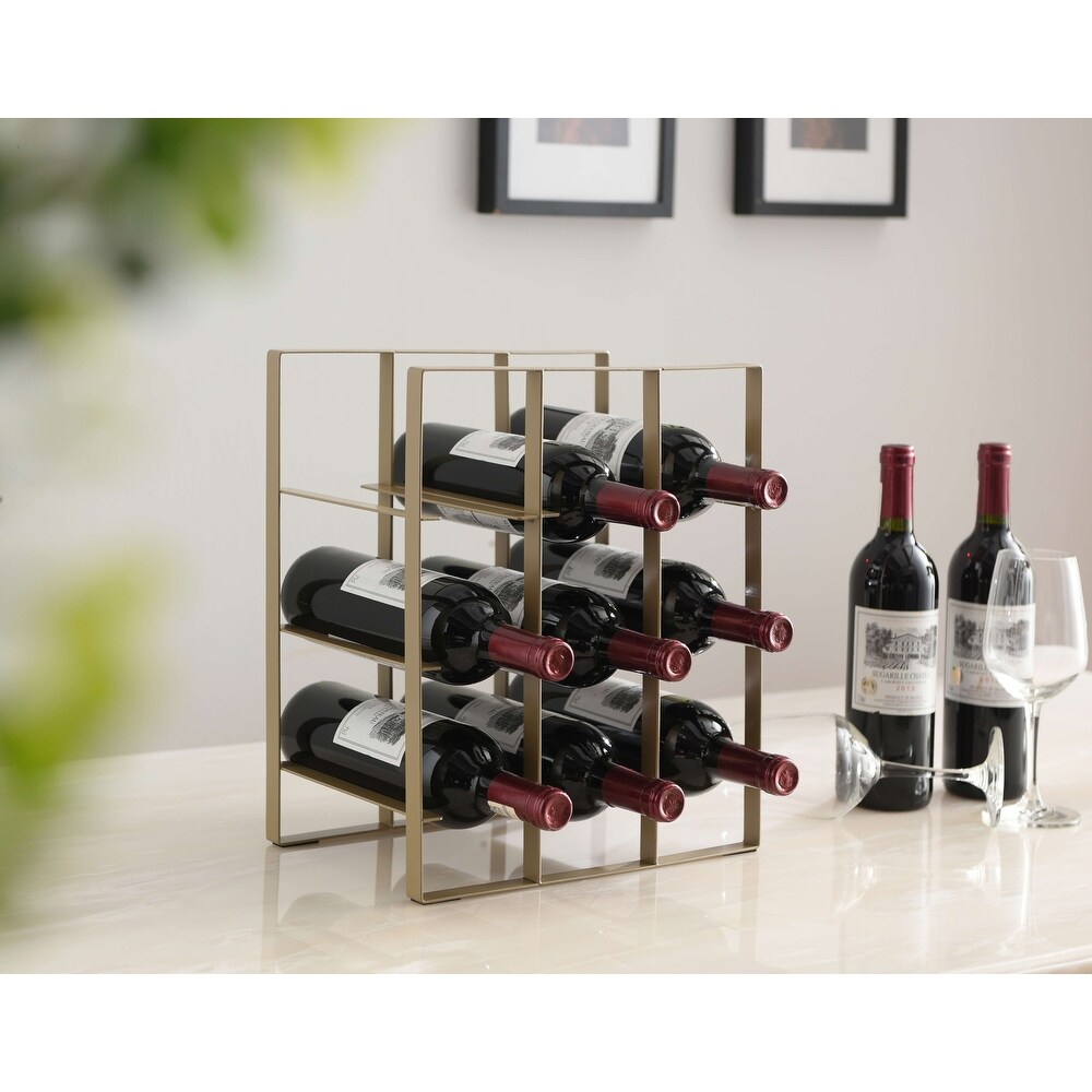 Metal Countertop Wine Rack Bottle Holder  Gold