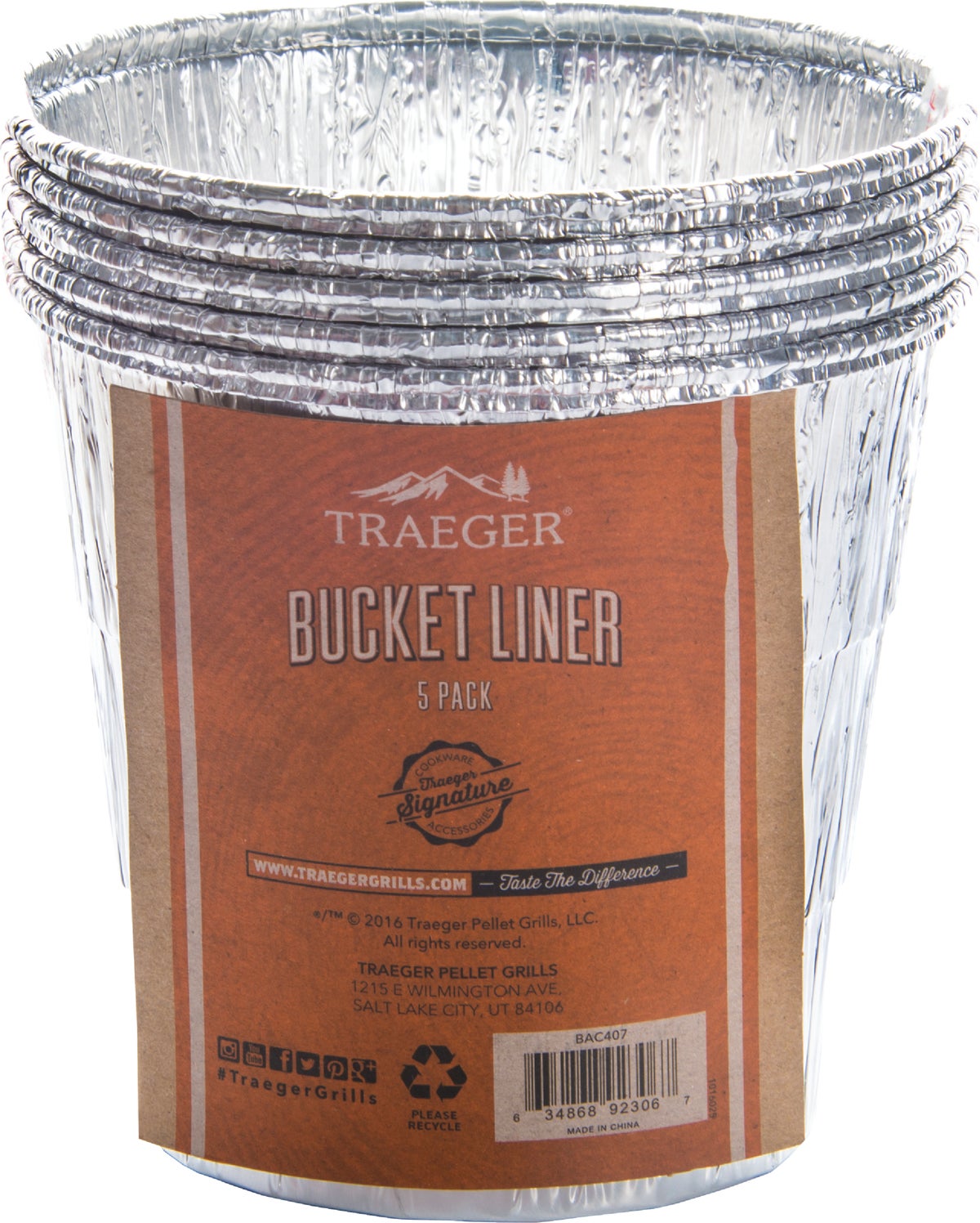 Traeger Aluminum Grease Bucket Liner 4.33 In. H. X 5.70 In. Dia.