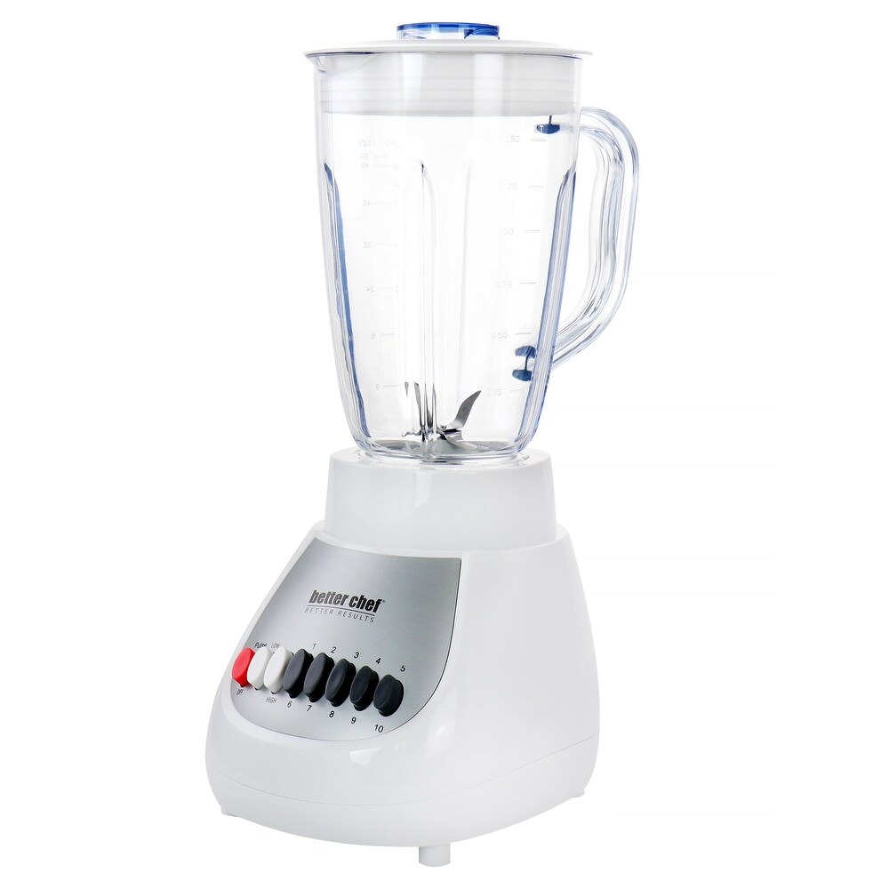 The Better Chef 10 Speed 350 Watt Plastic Jar Blender in White   50 oz