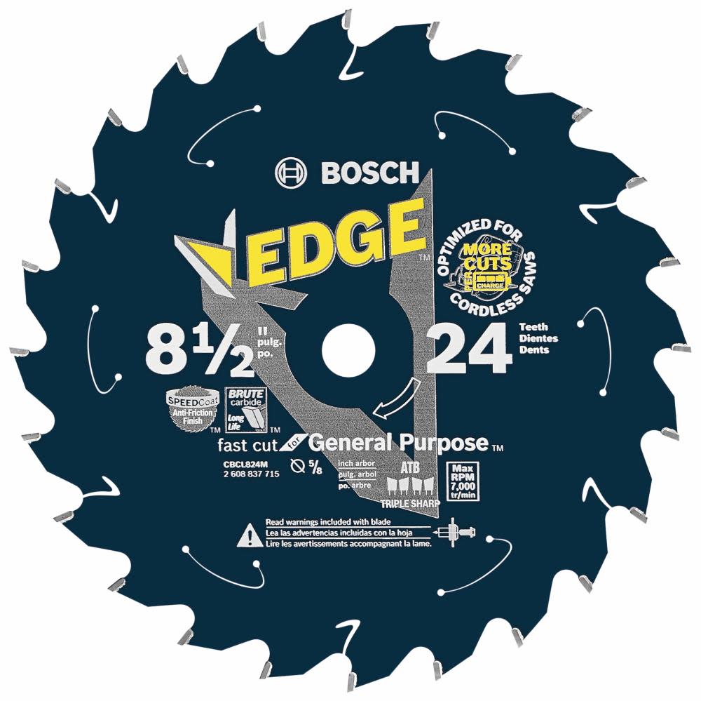 Bosch 8-1/2 In. 24 Tooth Edge Cordless Circular Saw Blade for General Purpose CBCL824M from Bosch