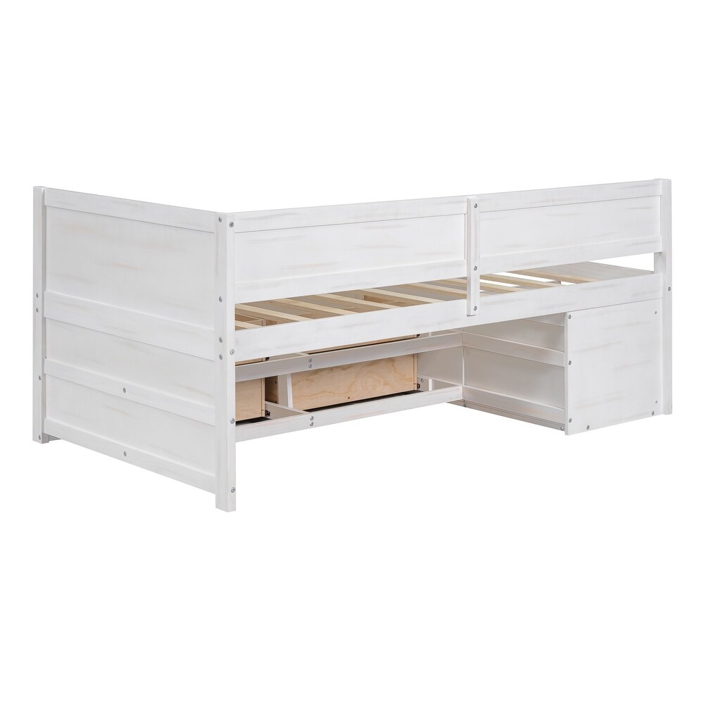 Twin/Full Size Daybed with Drawers and Shelves  Twin/Full Size Bed