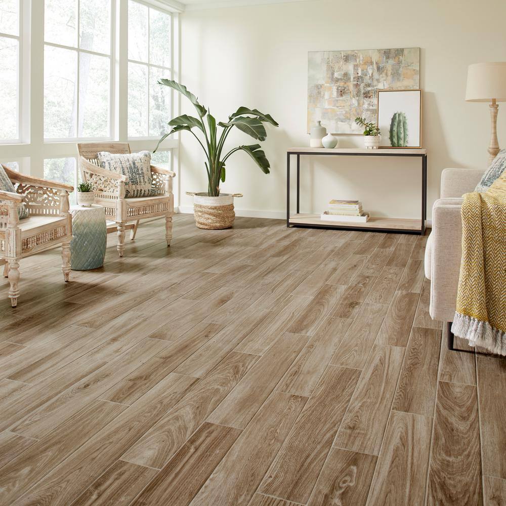 Daltile Trace Meadow Golden Brown 6 in. x 36 in. Glazed Porcelain Floor and Wall Tile (348 sq. ft.Pallet) TM07636HDPL1PR