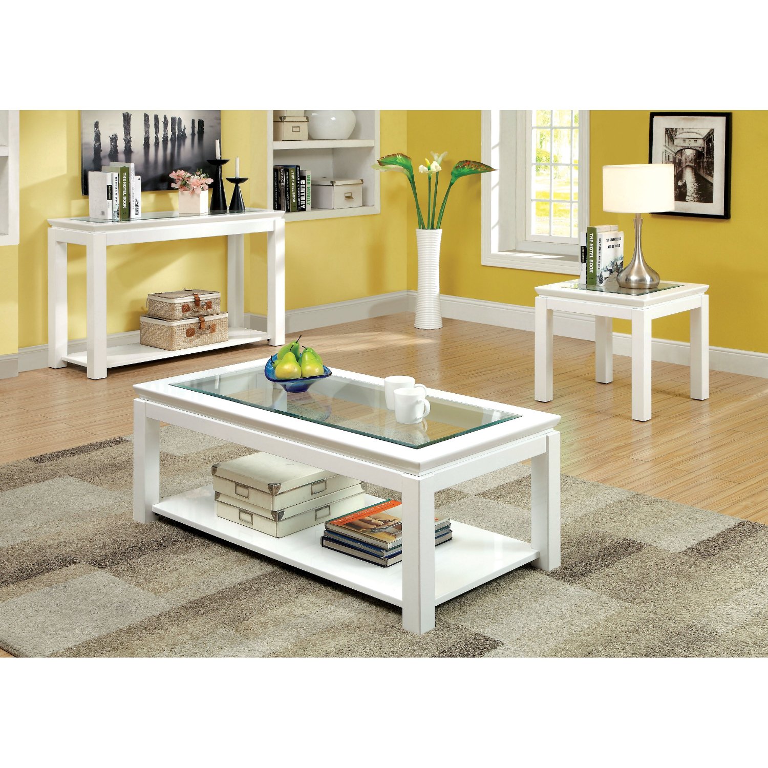 Furniture of America Lalia Contemporary End Table， White