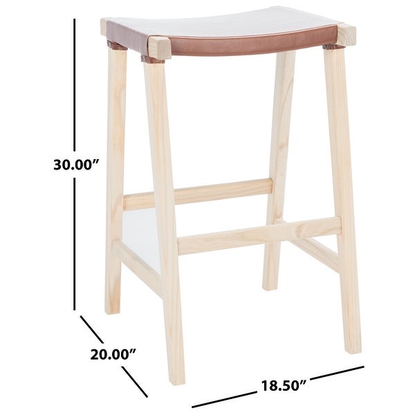 SAFAVIEH Aariz 30-inch Leather Rectangle Bar Stool - 18.5