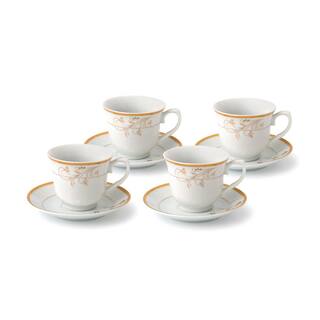 Lorren Home Trends Porcelain TeaCoffee Set-Service for 4 Gold Floral Design Rosalia-4