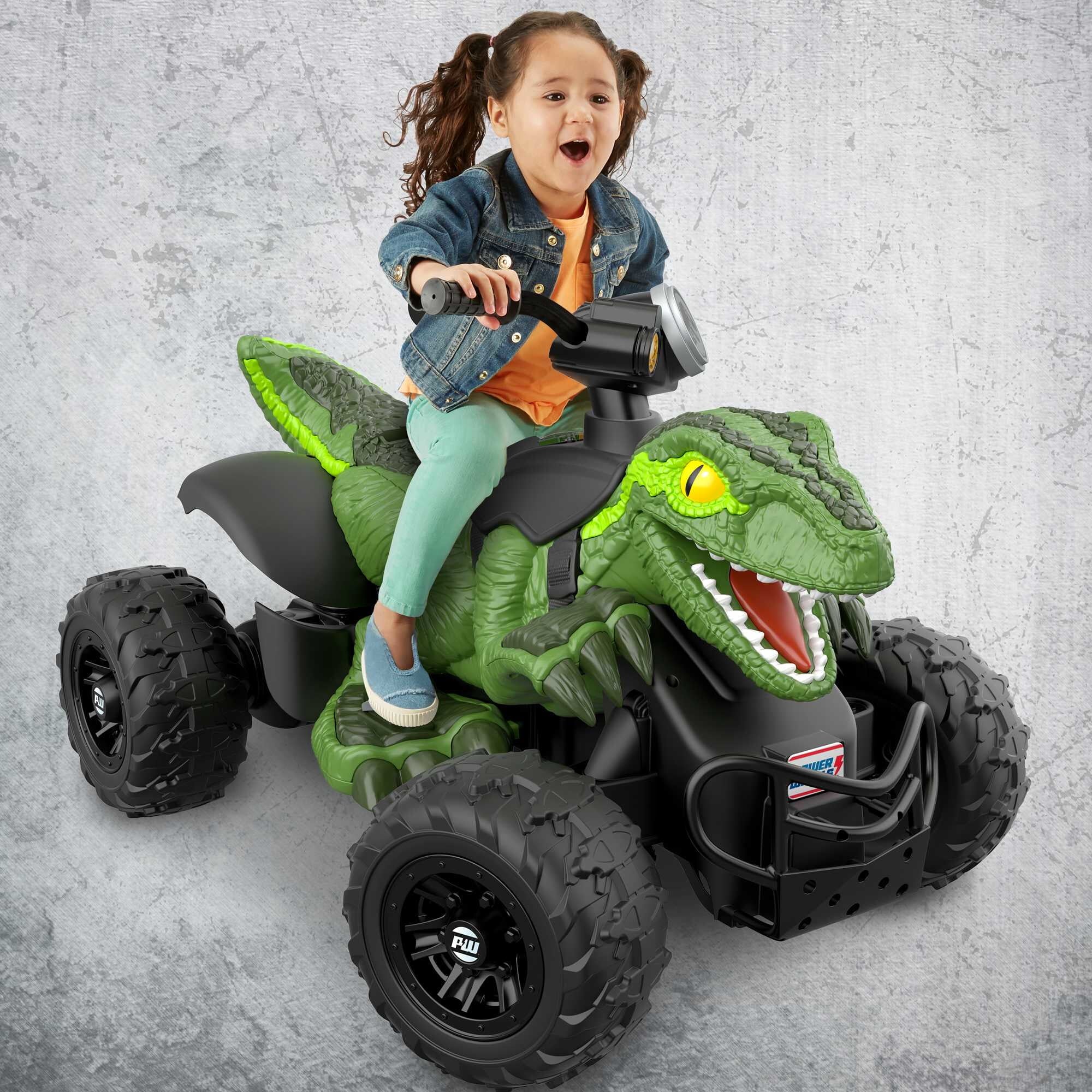 Power Wheels Jurassic World Dino Racer Battery-Powered Ride-On ATV Dinosaur Toy, Green