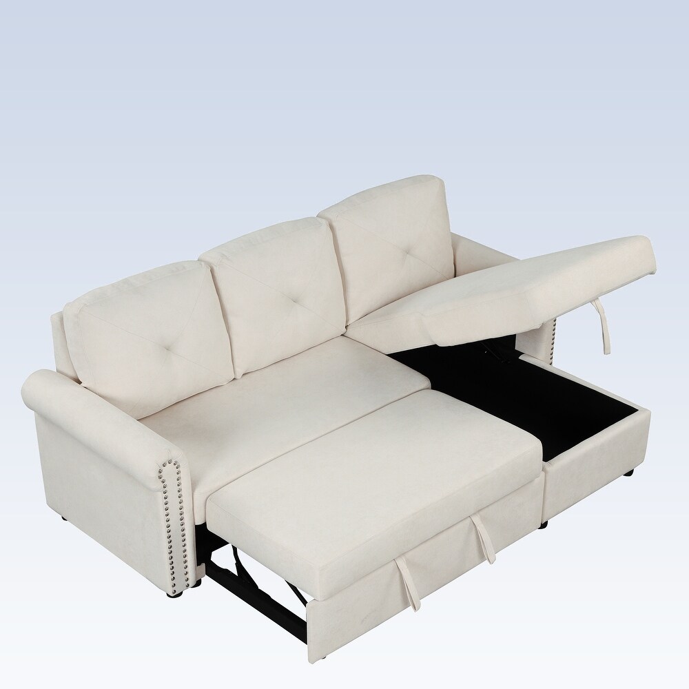 Modern Sleeper Sofa Bed Convertible Sectional Couch with Storage