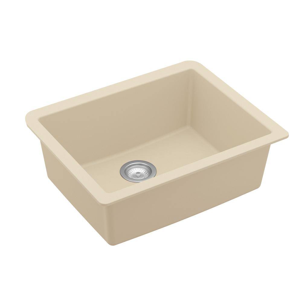 Karran QU- 820 Quartz 24.38 in Single Bowl Undermount Kitchen Sink in Bisque QU-820-BI