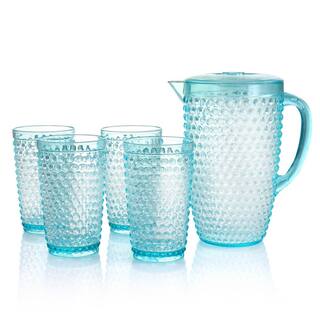 GIBSON HOME Malone 5-Piece Plastic Pitcher and Tumbler Set in Light Blue 985116861M