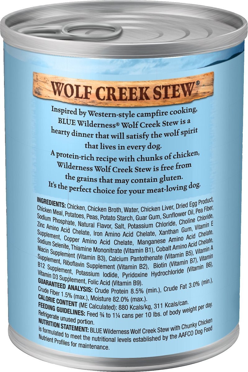 Blue Buffalo Wilderness Wolf Creek Stew Chunky Chicken Stew Grain-Free Adult Canned Dog Food