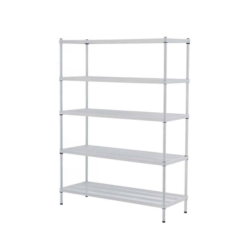 Design Ideas MeshWorks White 5-Tier Metal Garage Storage Shelving Unit (47 in. W x 63 in. H x 18 in. D) 3419311