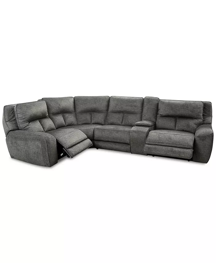 Furniture CLOSEOUT! Terrine 5-Pc. Fabric Sectional with 2 Power Motion Recliners and 1 USB Console