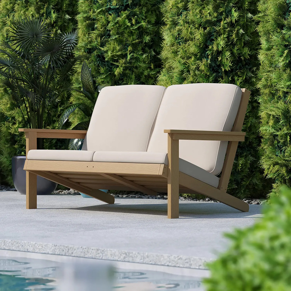 Contemporary Outdoor Loveseat  Adirondack Design  ampCushioned Seat   Transitional   Outdoor Loveseats   by Decor Love  Houzz