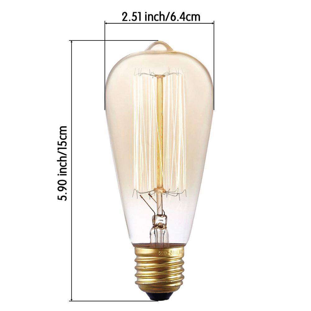 Newhouse Lighting 60-Watt Equivalent ST64 Edison Bulbs Incandescent Dimmable Vintage Light Bulb E26 Standard Base Warm White (6-Bulbs) ST64INC-6