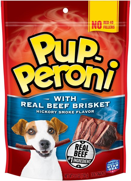 Pup-Peroni Real Beef Brisket Hickory Smoke Flavor Dog Treats， 5.6-oz bag， case of 8