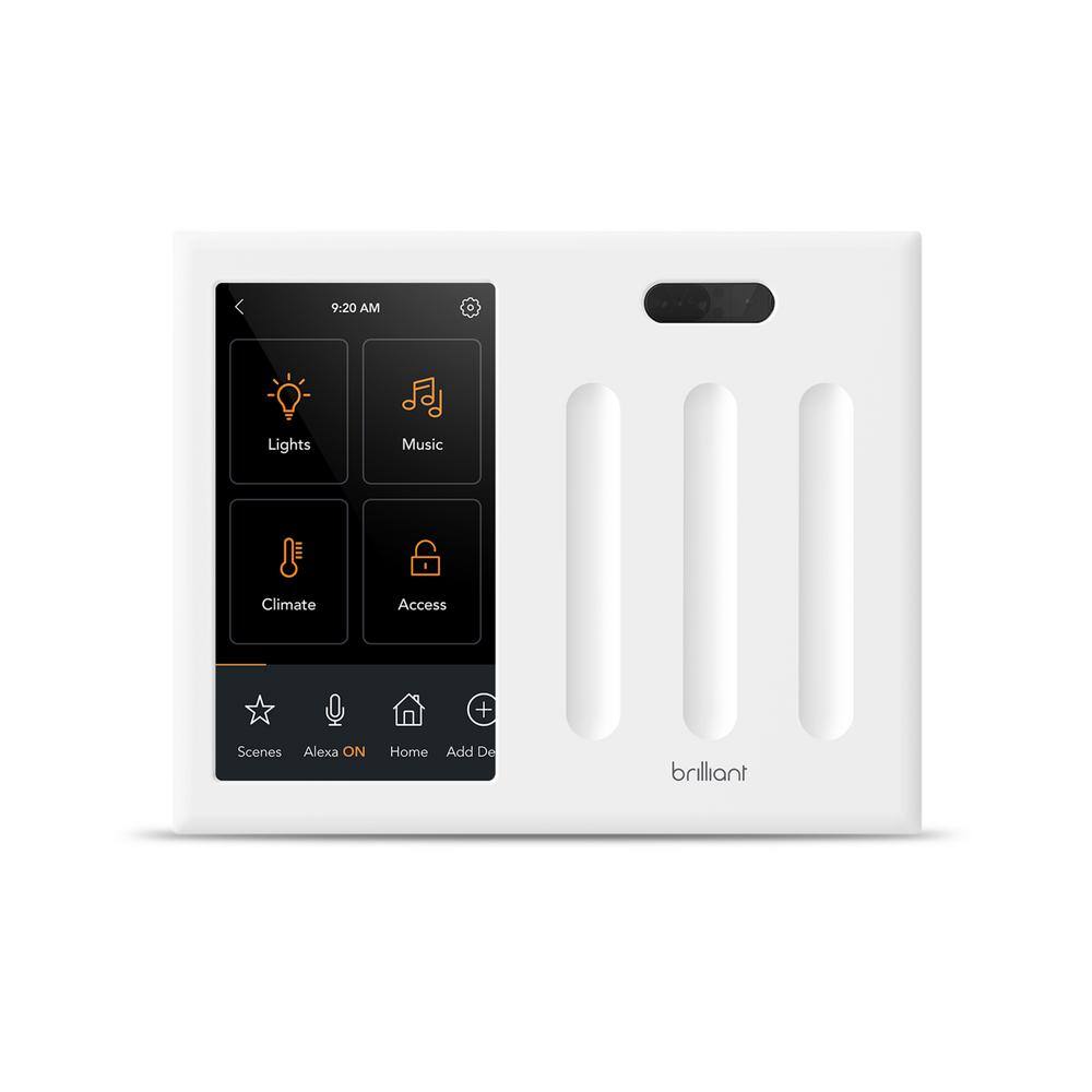 Brilliant Smart Home Control 3-Switch Panel -Alexa Google Assistant Apple Homekit Ring Sonos and More BHA120US-WH3