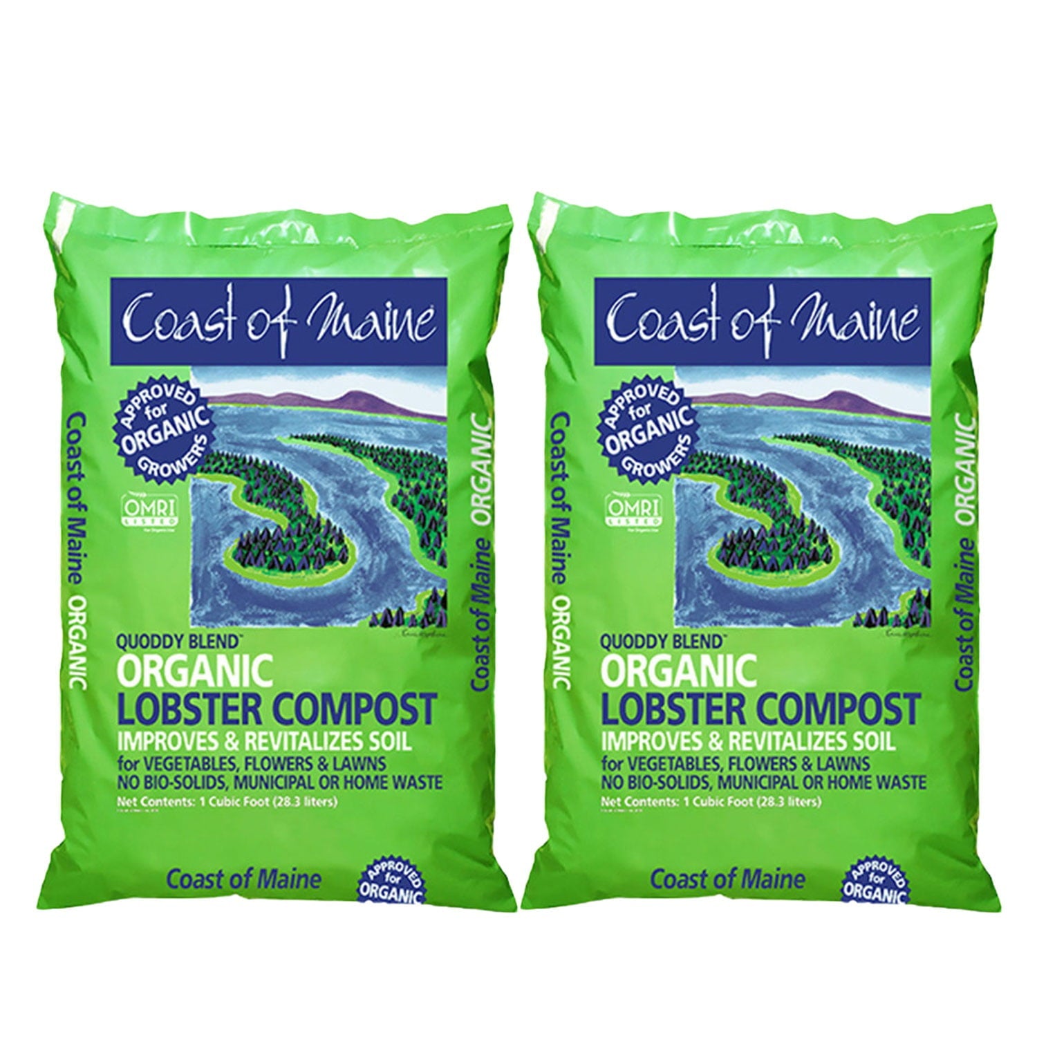 Coast of Maine Quoddy Blend Lobster Compost Soil, 60 Pound Bag (2 Pack)