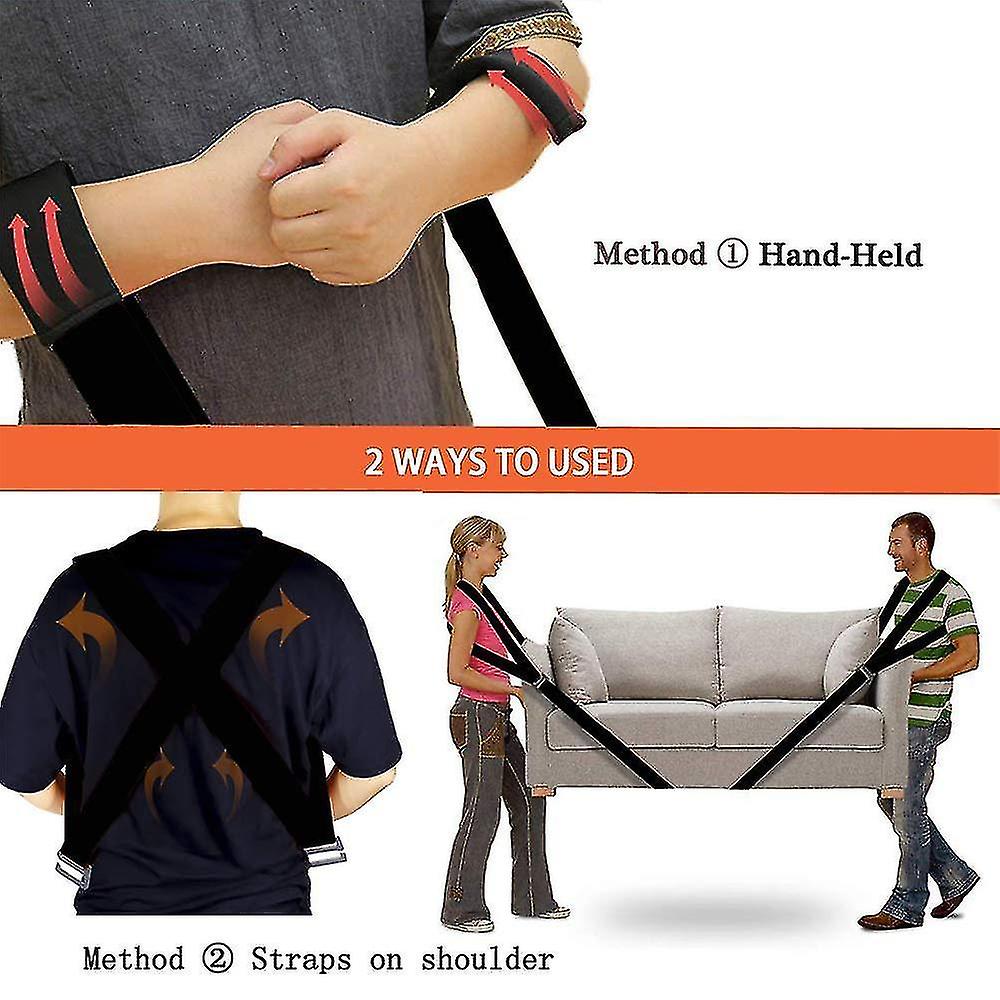 2-person Moving Shoulder Straps - Shoulder Carrying Straps With 2 Gloves For Moving And Lifting Easi