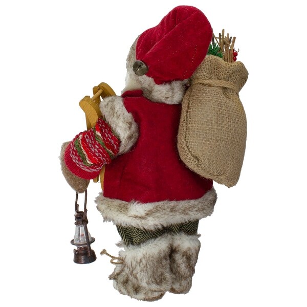 12 Standing Santa With a Sled and Lantern Christmas Figure