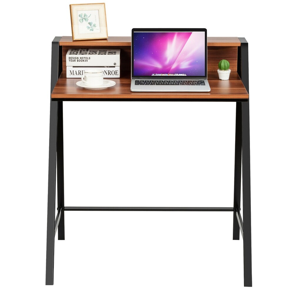 Costway 2 Tier Computer Desk PC Laptop Table Study Writing Home Office