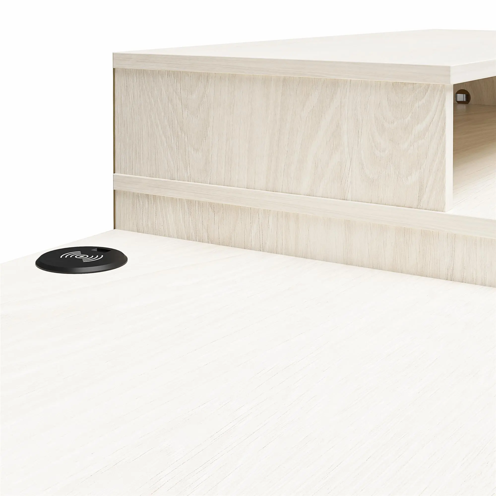 Kalissa White Oak Dresser and Desk Combo with Wireless Charger