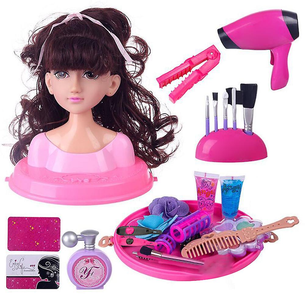 Simulation Doll Hairdressing Toy Girl Hairstyle Makeup Doll Headband Curler Scissors Hairdressing Tool Set Type B