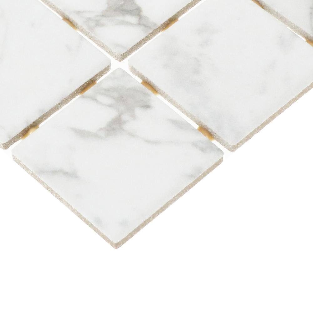 Marazzi EpicClean Milton Arabescato Marble 12 in. x 12 in. Glazed Ceramic Mosaic Tile (1 sq. ft.  piece) ML4022ECHD1P2