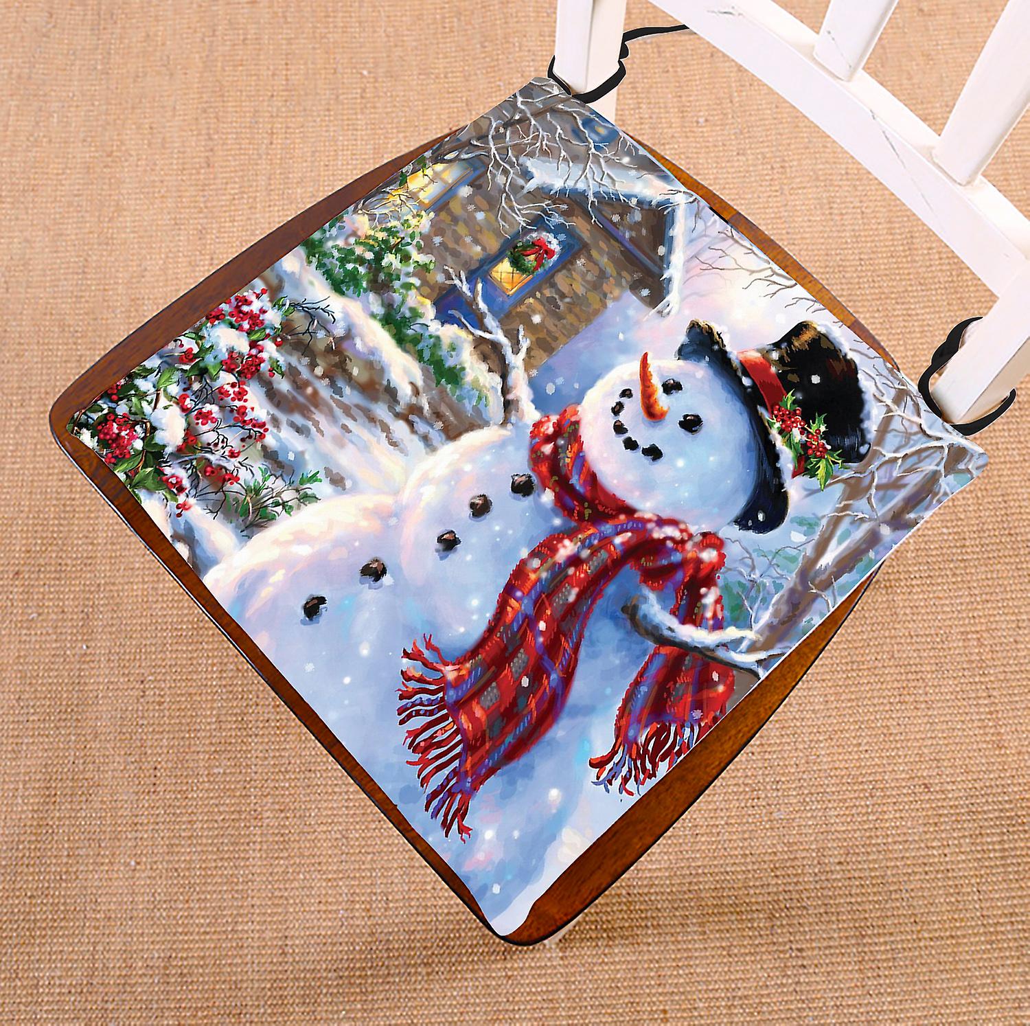 Christmas Snowman Chair Pad Seat Cushion Chair Cushion Floor Cushion 40x40 Cm