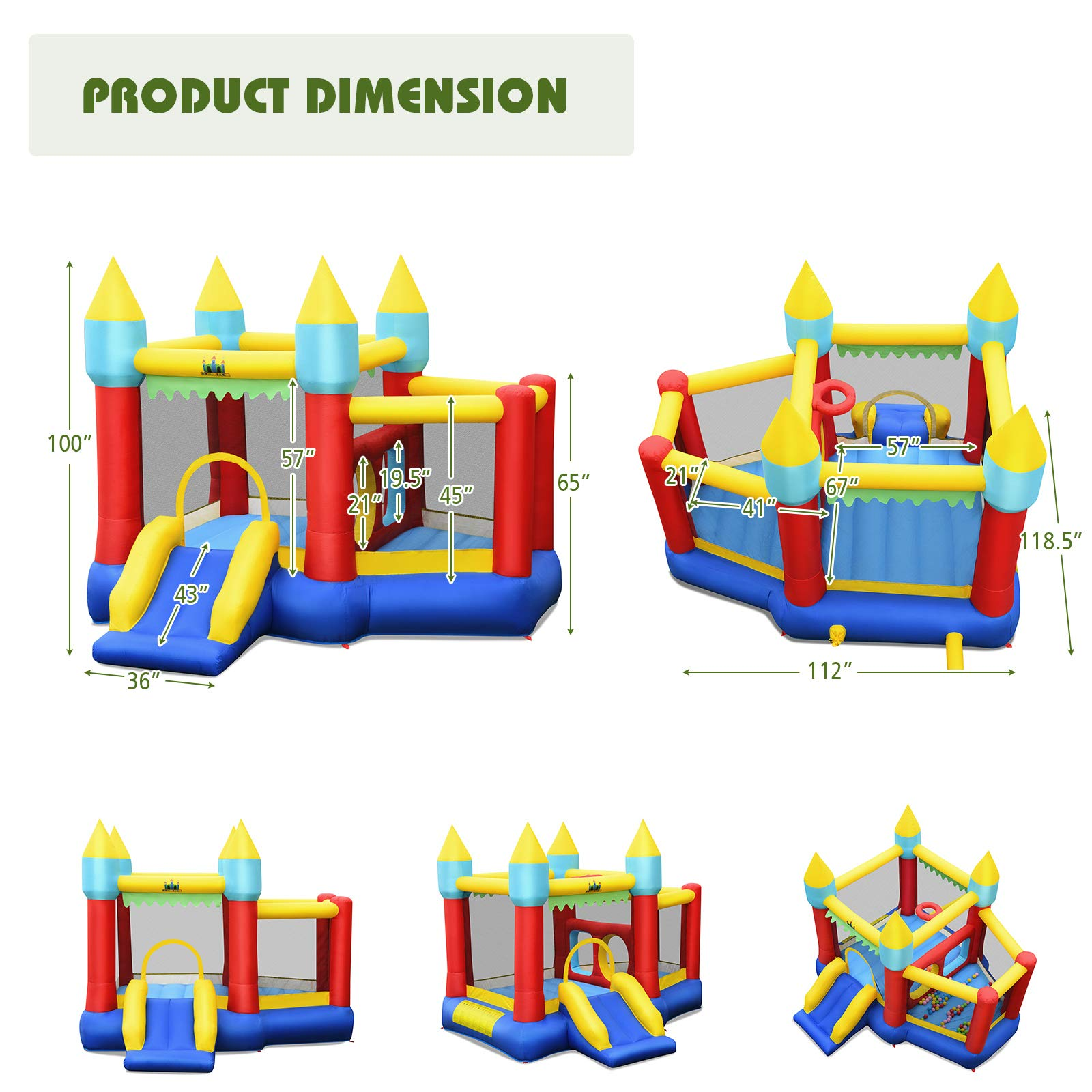 Inflatable Bounce House, Jumping Castle Bouncer w/ Slide