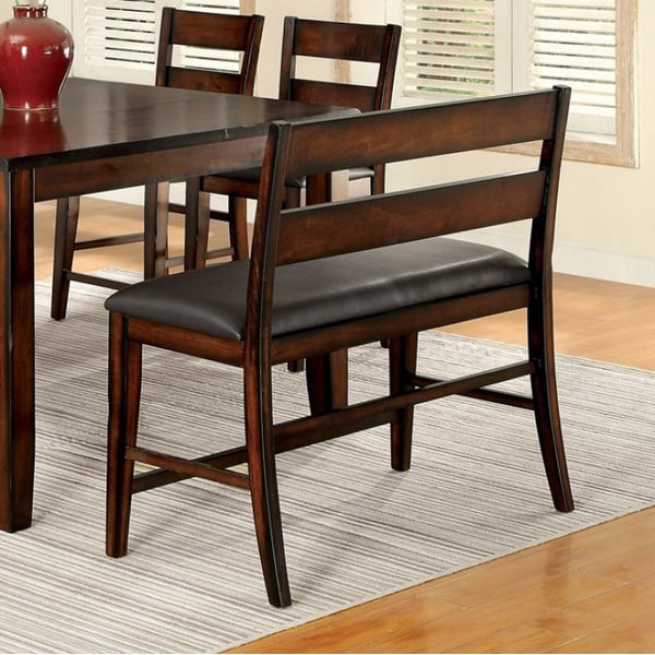 Dickinson II Cottage Counter Height Bench Dark Cherry Finish - 42 H x 44.75 W x 18 L Inches