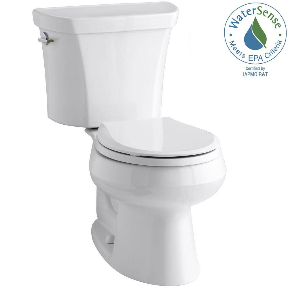 KOHLER Wellworth 2-Piece 1.1 or 1.6 GPF Dual Flush Round Toilet in White K-3987-0