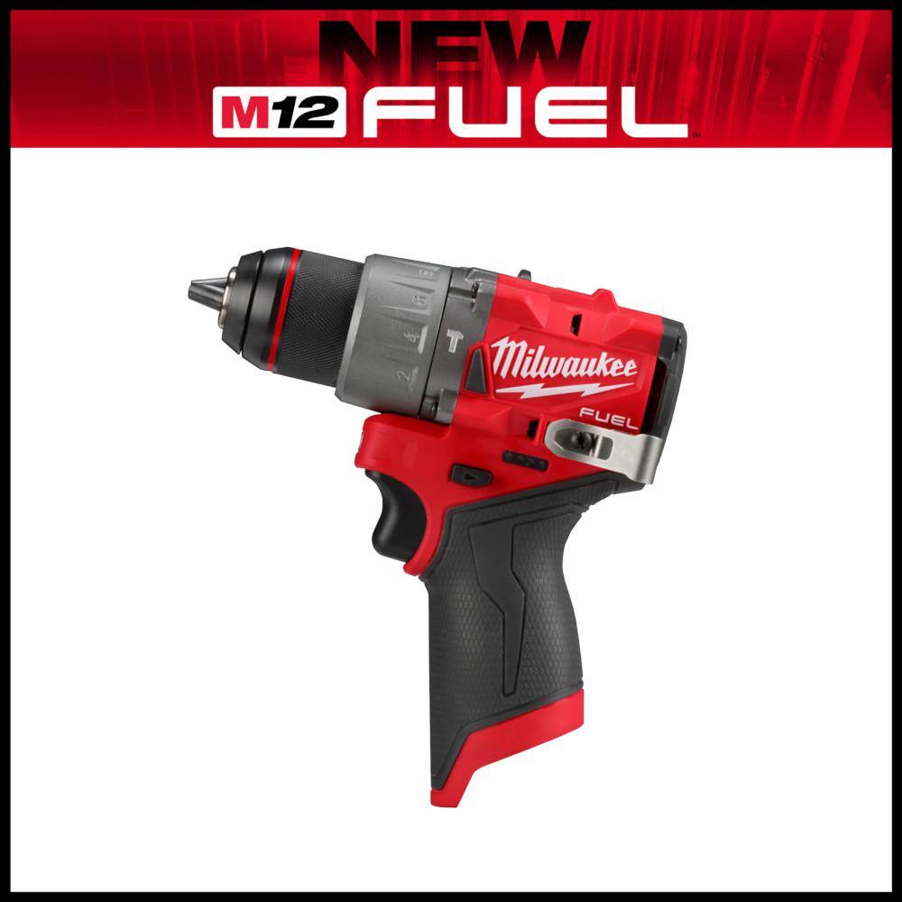 MW M12 FUEL 12V Lithium-Ion Brushless Cordless 12 in. Hammer Drill w High Output 2.5Ah Battery 3404-20-48-11-2425