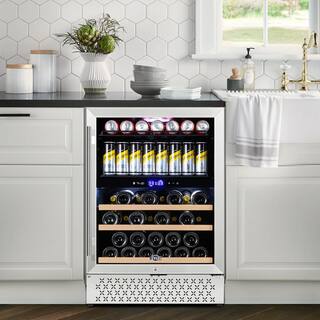 Tylza Dual Zone 24 in. 29-Bottle (25.36 oz.) Wine and 94 Can (12 oz.) Beverage Cooler Buitl-in and Freestanding TYWC150-2