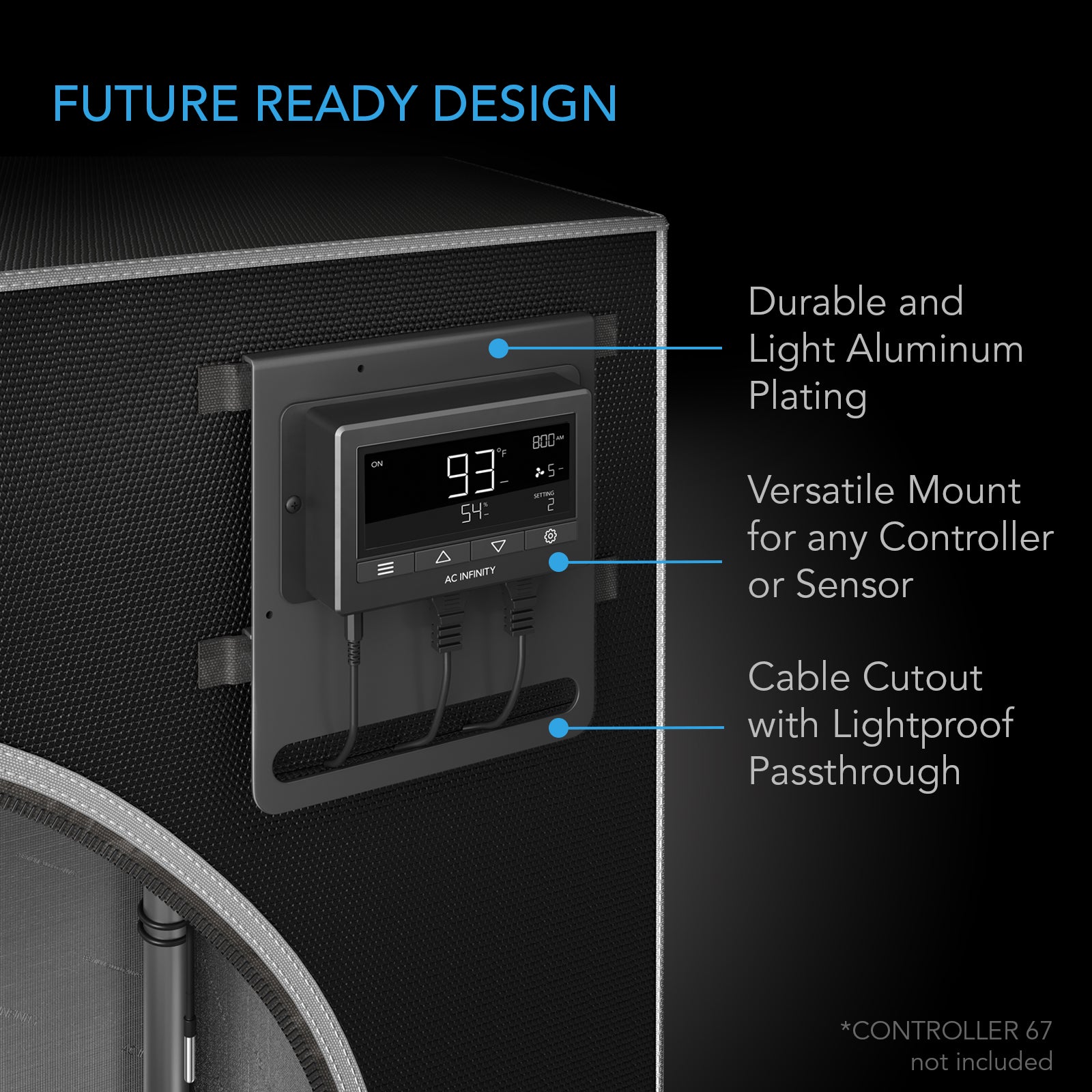 AC Infinity CLOUDLAB 811 Advance Grow Tent， 10x10 with Thicker 1 in. Poles， Higher Density 2000D Diamond Mylar Canvas， Controller Mount for Hydroponics Indoor Growing， 120? x 120? x 80?