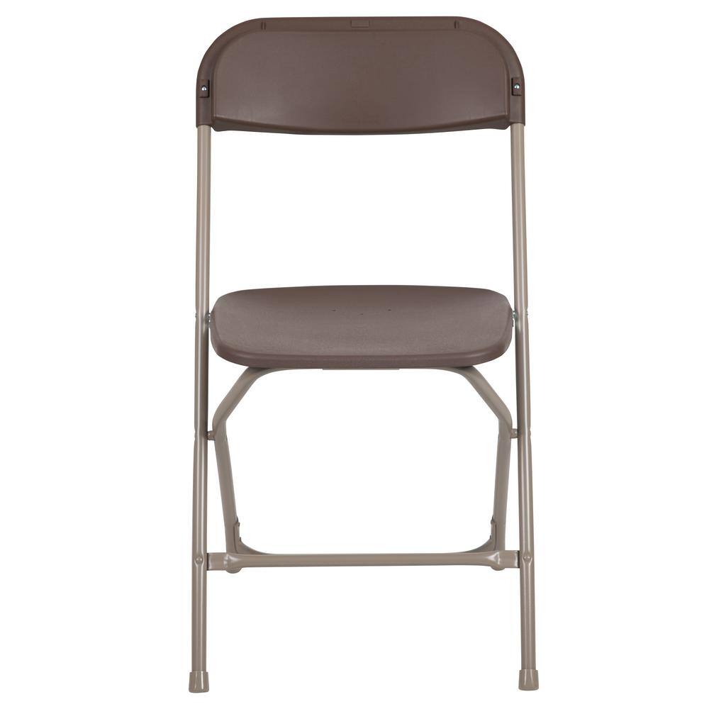 Carnegy Avenue Brown Plastic Seat with Metal Frame Folding Chair (Set of 2) CGA-LE-274399-BR-HD